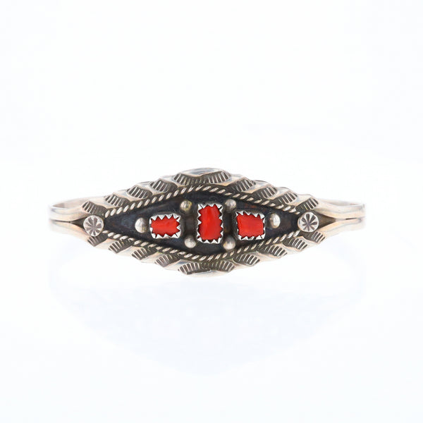 Sterling Silver Coral Cuff Bracelet