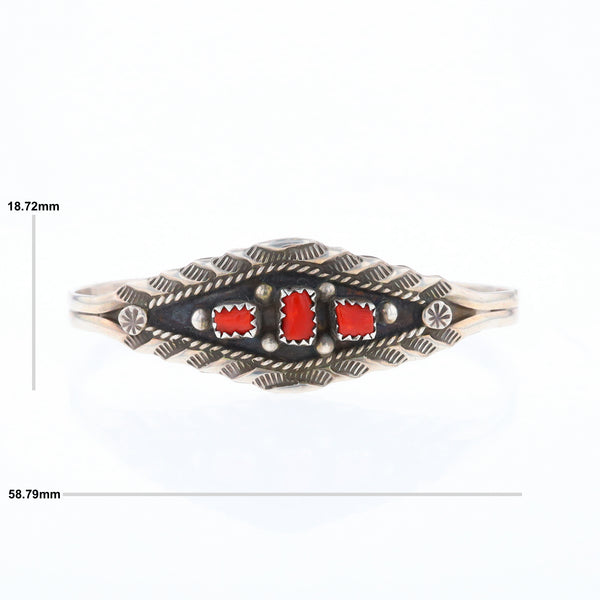 Sterling Silver Coral Cuff Bracelet