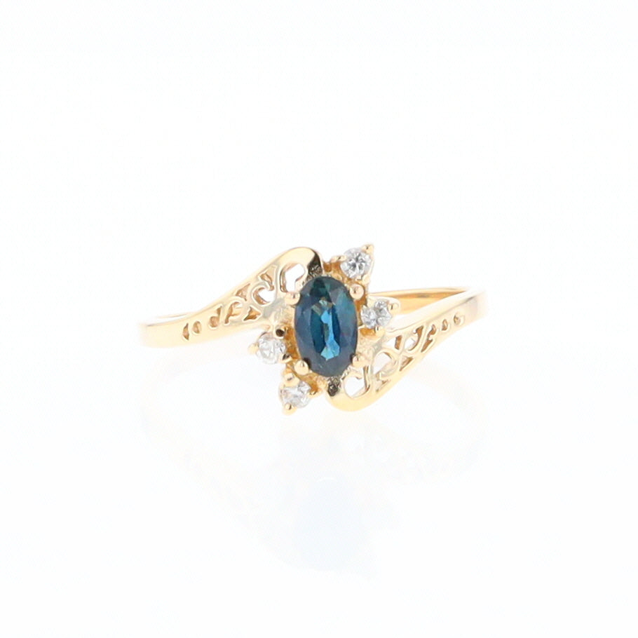 Oval Sapphire Diamond Bypass Ring