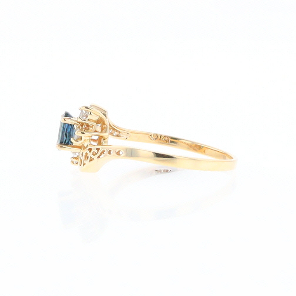 Oval Sapphire Diamond Bypass Ring