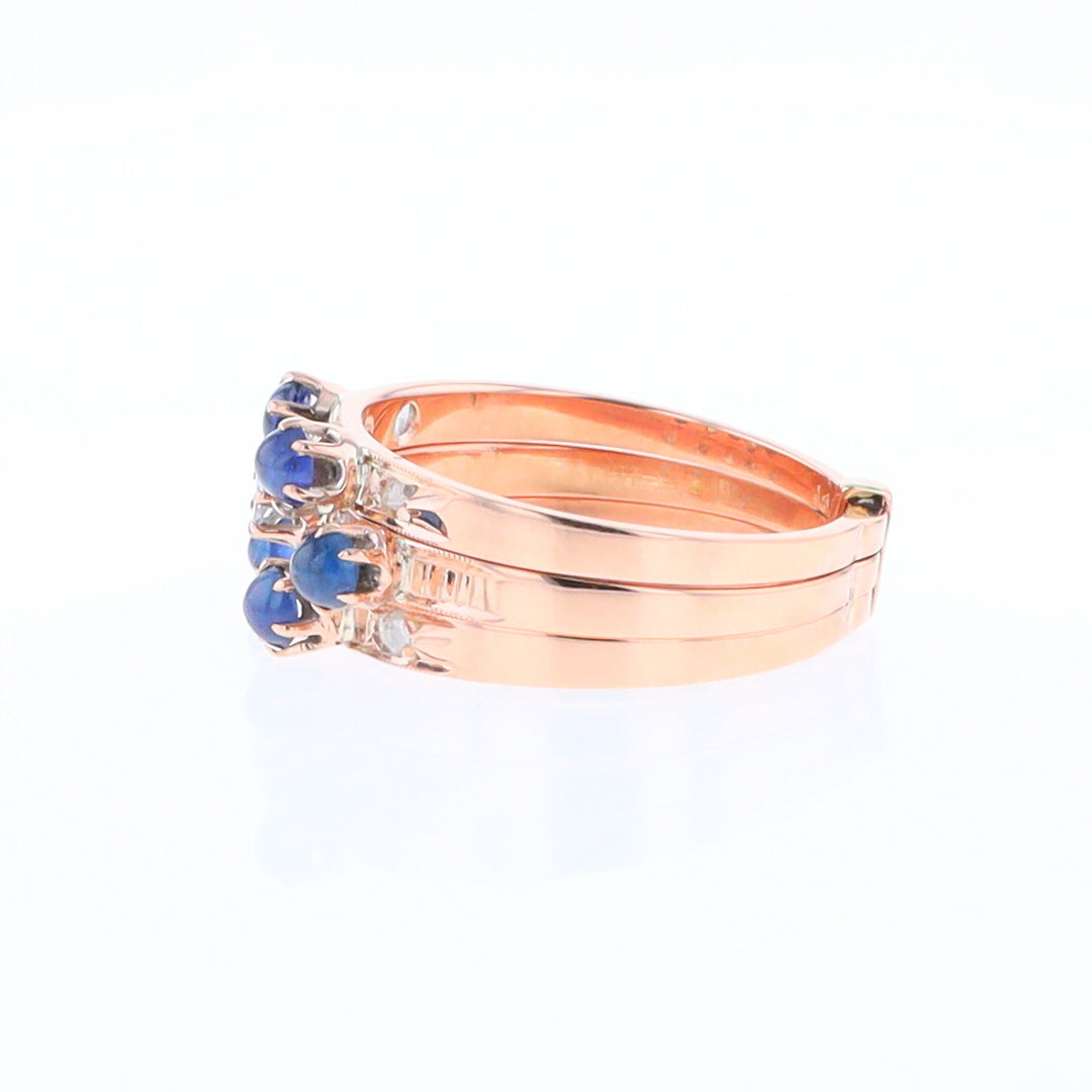 Vintage Sapphire and Diamond Stacked Trio Ring