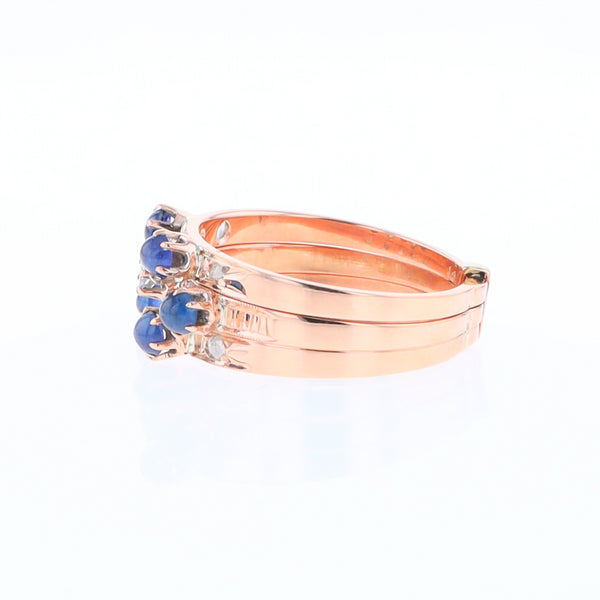 Vintage Sapphire and Diamond Stacked Trio Ring