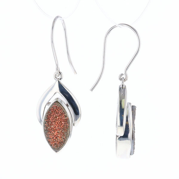 Druzy Quartz Sterling Silver Dangle Earrings