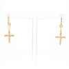 Two-Tone Diamond Cross Earrings