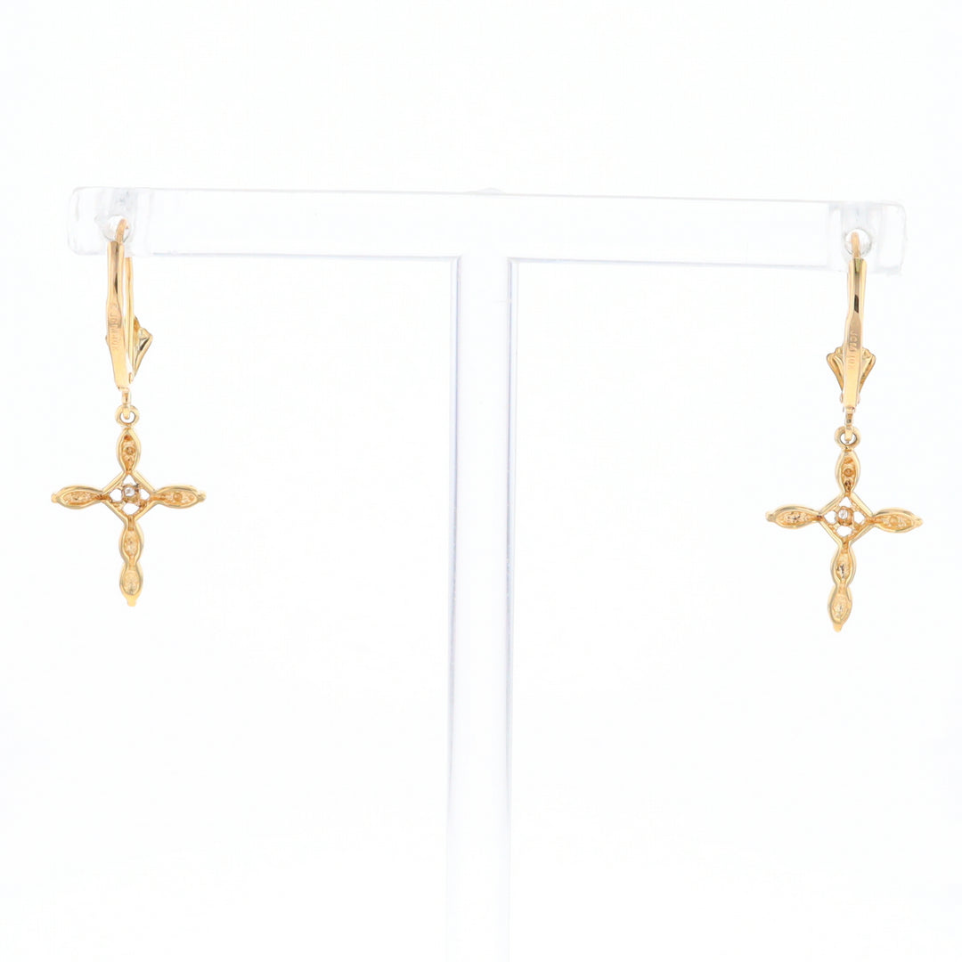 Two-Tone Diamond Cross Earrings