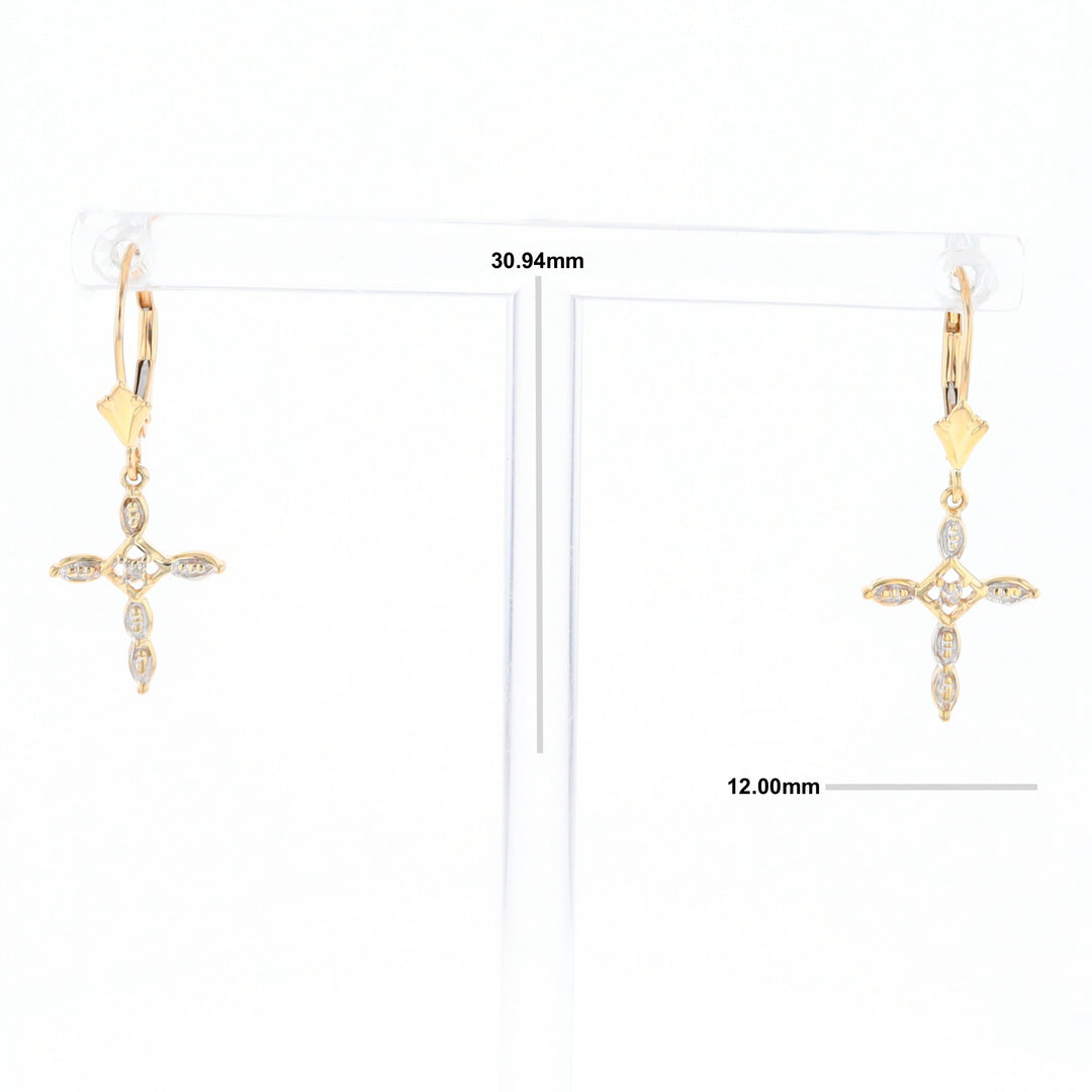 Two-Tone Diamond Cross Earrings