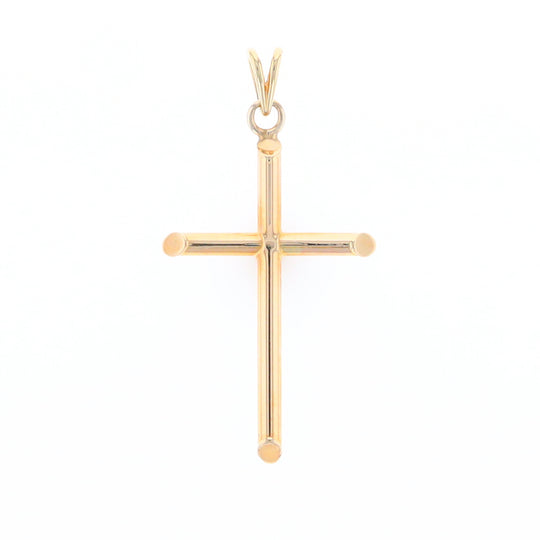 Beveled Edge Tube Cross Pendant