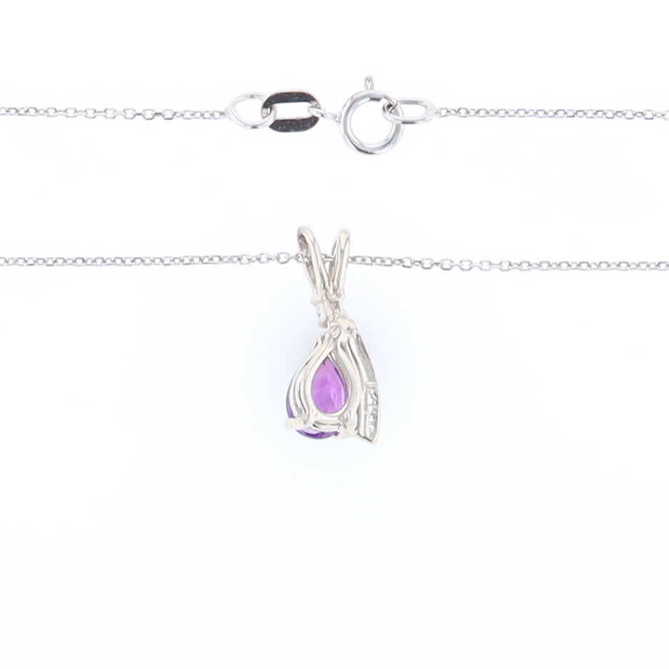 Amethyst Pear Ribbon Necklace