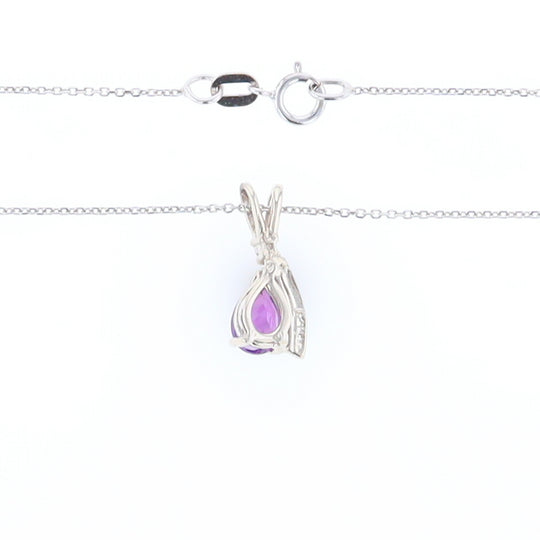 Amethyst Pear Ribbon Necklace