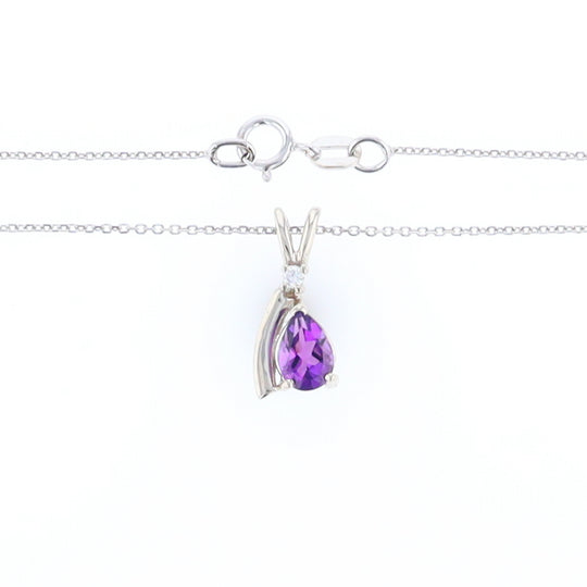 Amethyst Pear Ribbon Necklace
