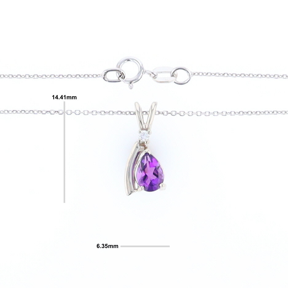 Amethyst Pear Ribbon Necklace