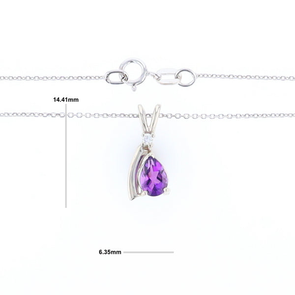 Amethyst Pear Ribbon Necklace