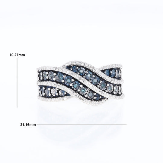 White and Blue Diamond Crossover Ring