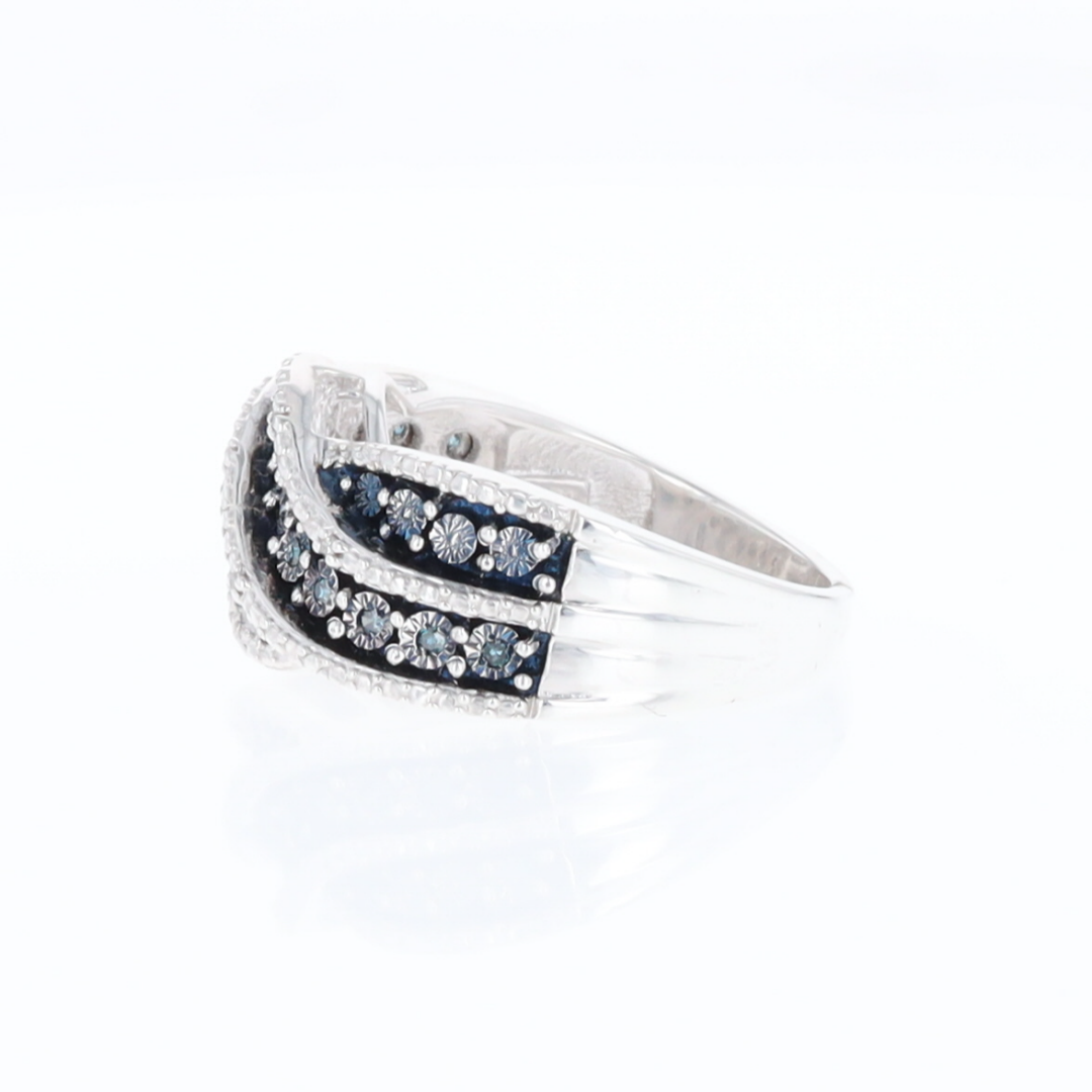 White and Blue Diamond Crossover Ring