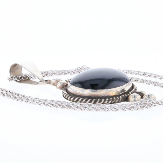 Bezel Set Onyx Beaded Pendant