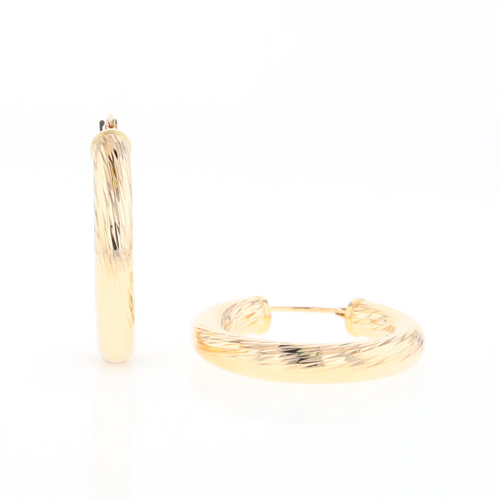 Yellow Gold Hollow Twisted Hoop Earrings