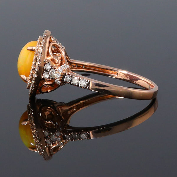 Levian Oval Opal Double Diamond Halo Filigree Undergallery Ring