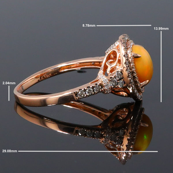 Levian Oval Opal Double Diamond Halo Filigree Undergallery Ring