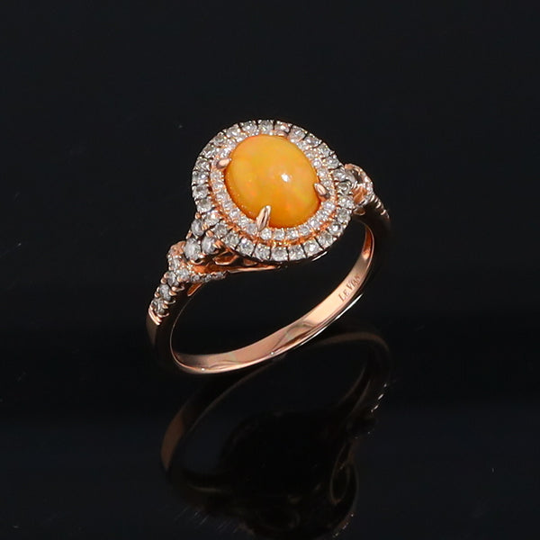 Levian Oval Opal Double Diamond Halo Filigree Undergallery Ring