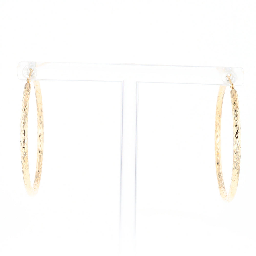 Textured Hollow Diamond Cut Hoop Earrings