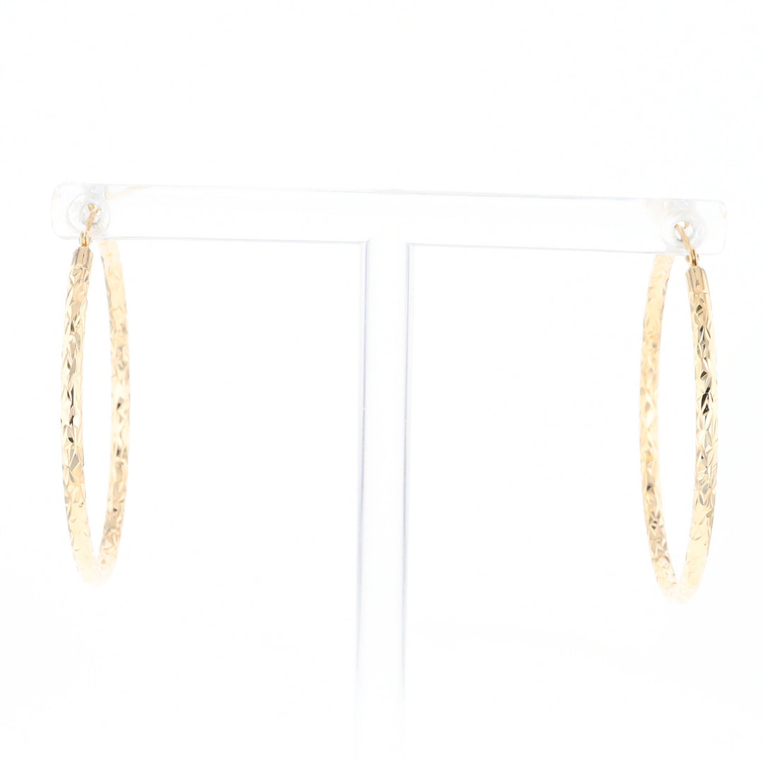 Textured Hollow Diamond Cut Hoop Earrings