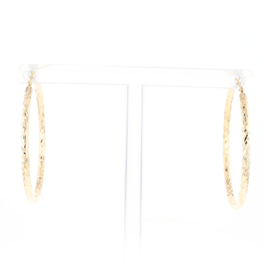 Textured Hollow Diamond Cut Hoop Earrings