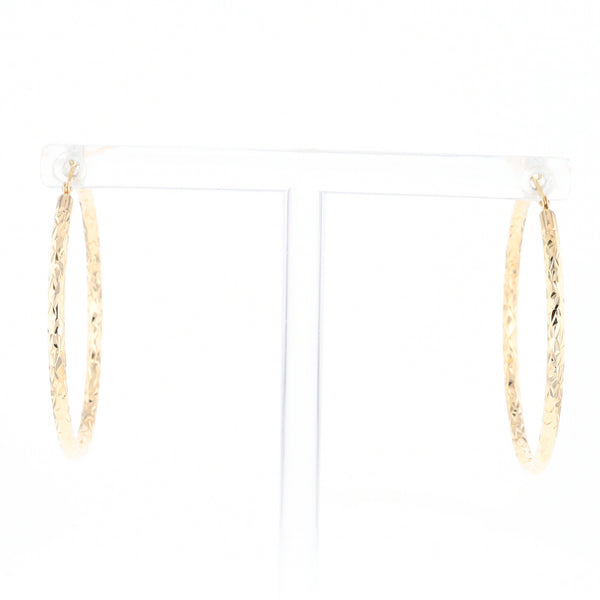 Textured Hollow Diamond Cut Hoop Earrings