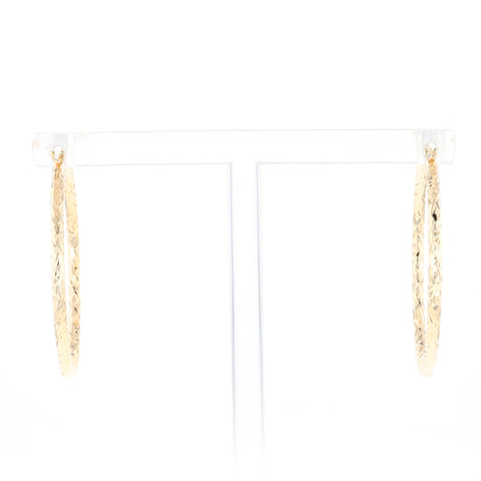 Textured Hollow Diamond Cut Hoop Earrings