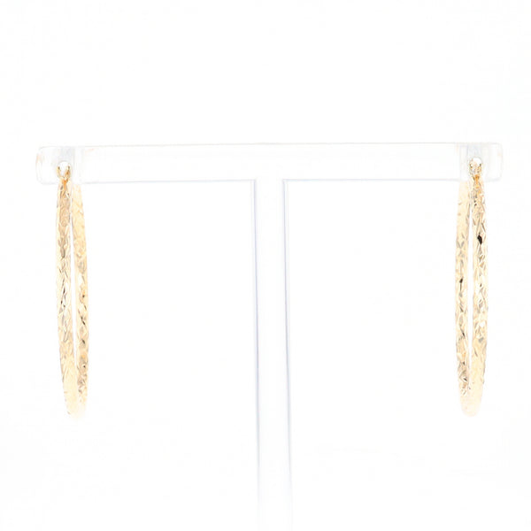 Textured Hollow Diamond Cut Hoop Earrings