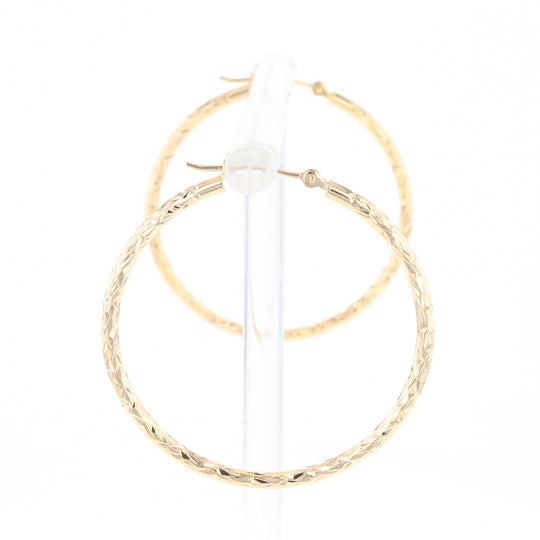 Textured Hollow Diamond Cut Hoop Earrings