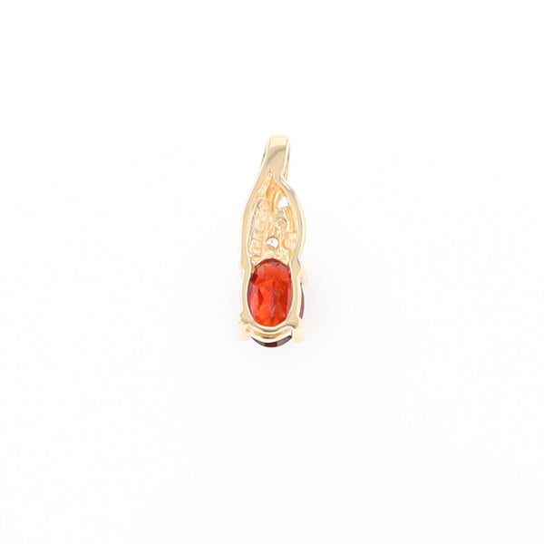 Oval Garnet Pendant with Cubic Zirconia Accents