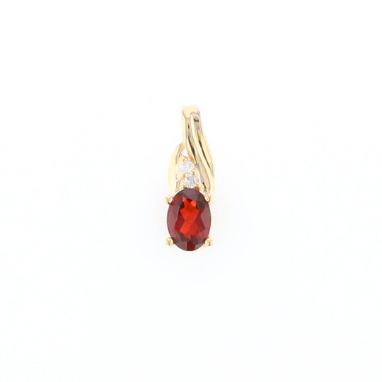 Oval Garnet Pendant with Cubic Zirconia Accents