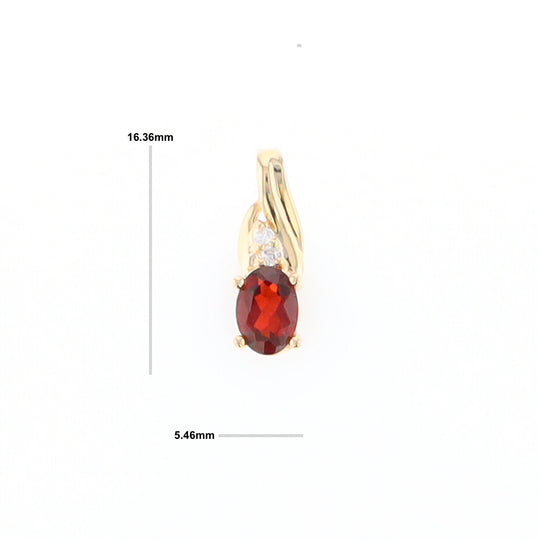 Oval Garnet Pendant with Cubic Zirconia Accents