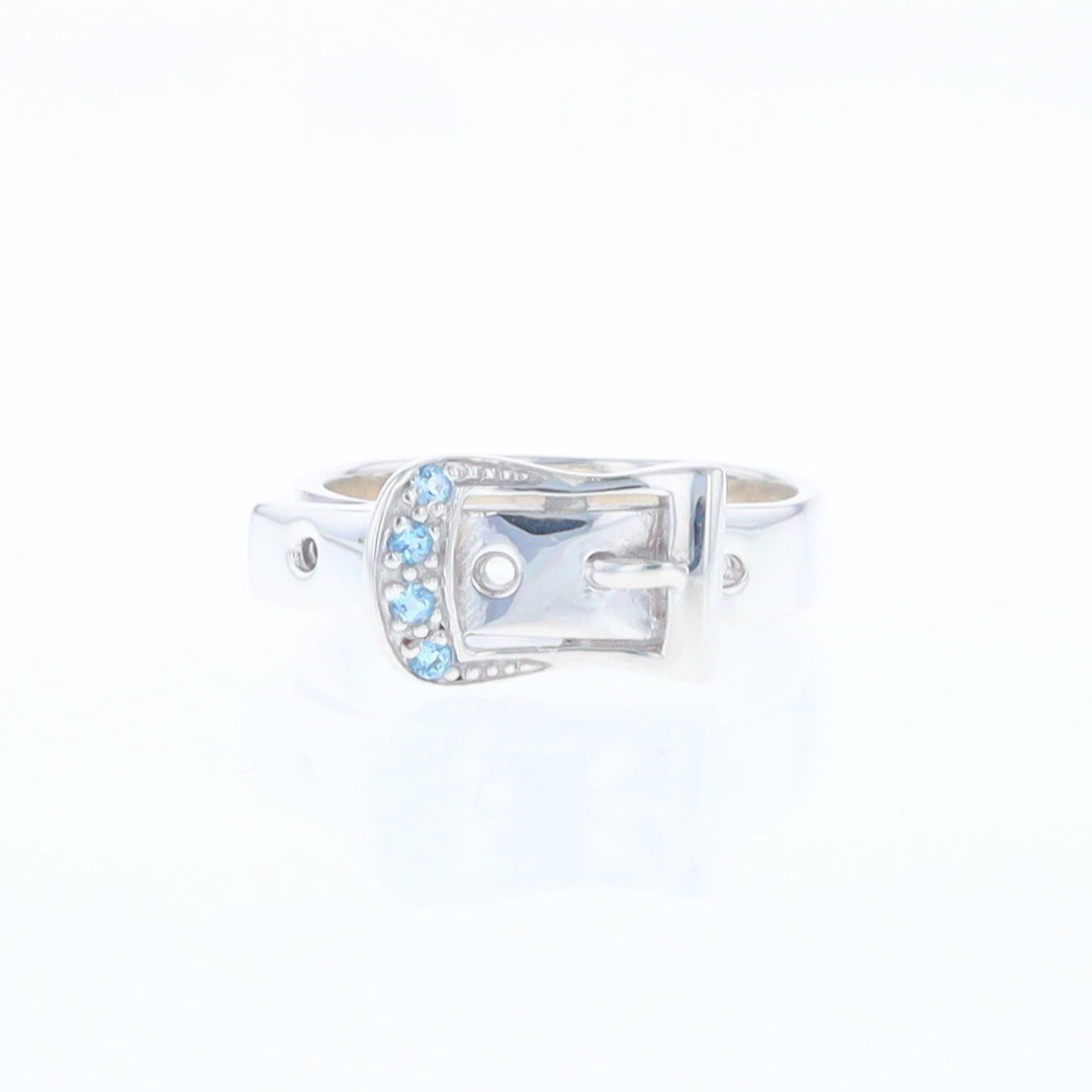 Silver Blue Topaz Belt Ring