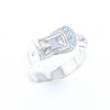 Silver Blue Topaz Belt Ring