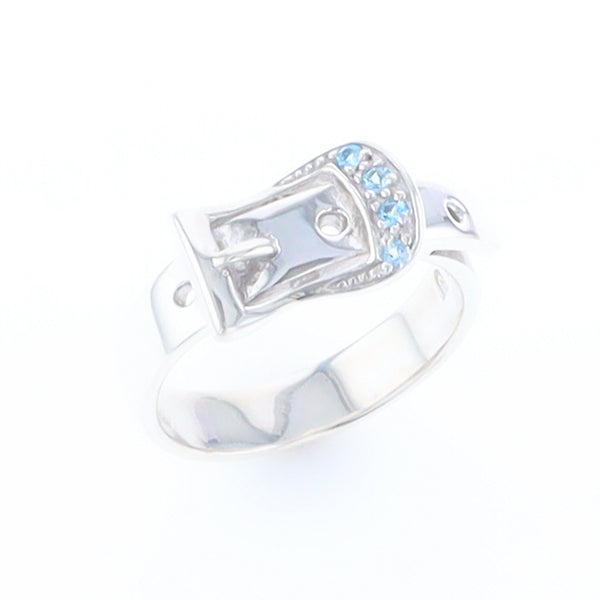 Silver Blue Topaz Belt Ring