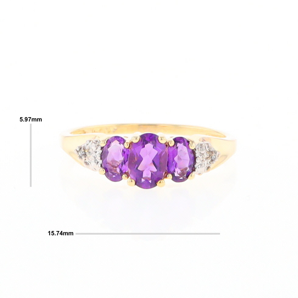 Three stone ring with amethyst