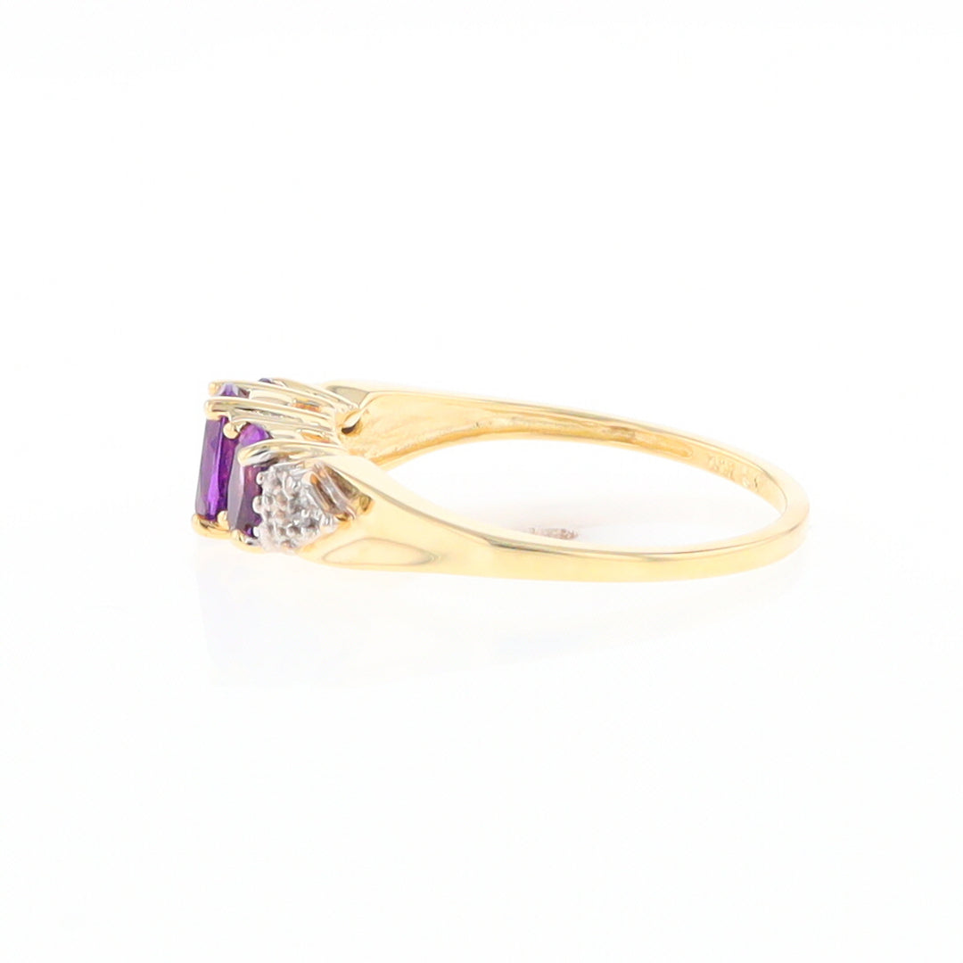 Three stone ring with amethyst