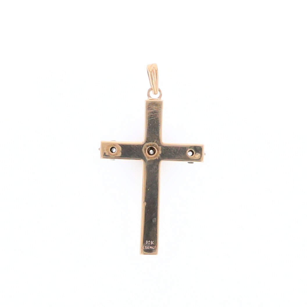 Vintage Incised Diamond Cross Pendant