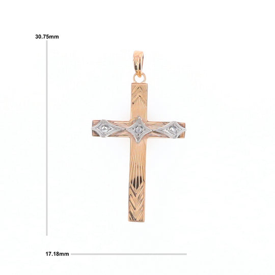 Vintage Incised Diamond Cross Pendant