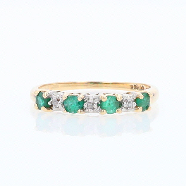 Alternating Emerald and Diamond Ring Band