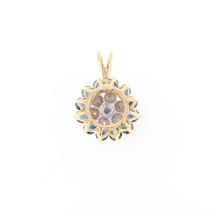 Round Diamond & Sapphire Cluster Pendant