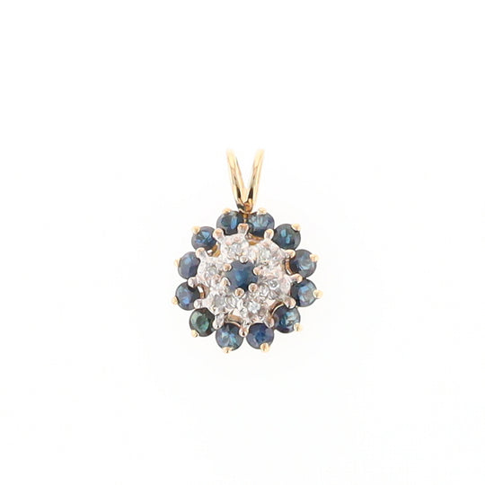 Round Diamond & Sapphire Cluster Pendant