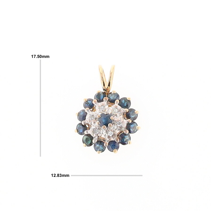 Round Diamond & Sapphire Cluster Pendant