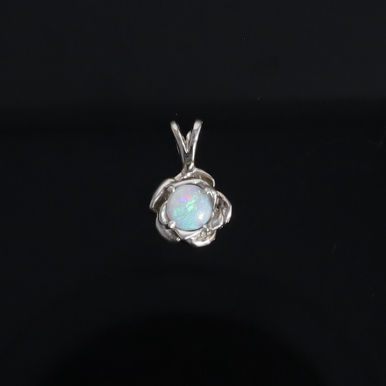 White Opal Flower Pendant