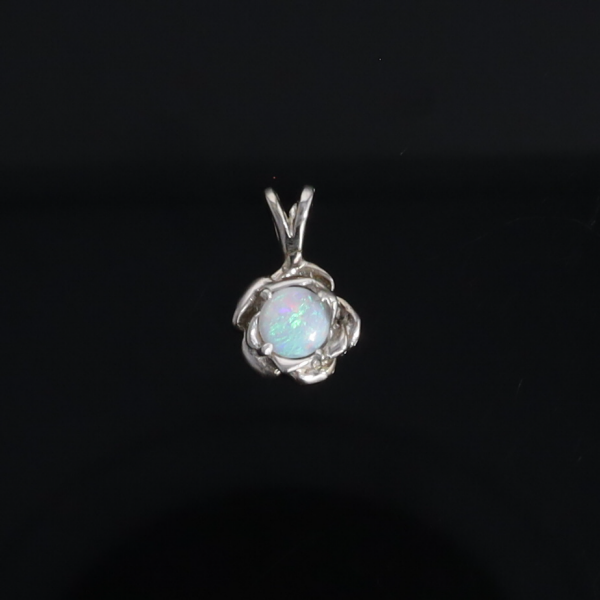 White Opal Flower Pendant