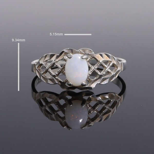 Silver Filigree Opal Ring