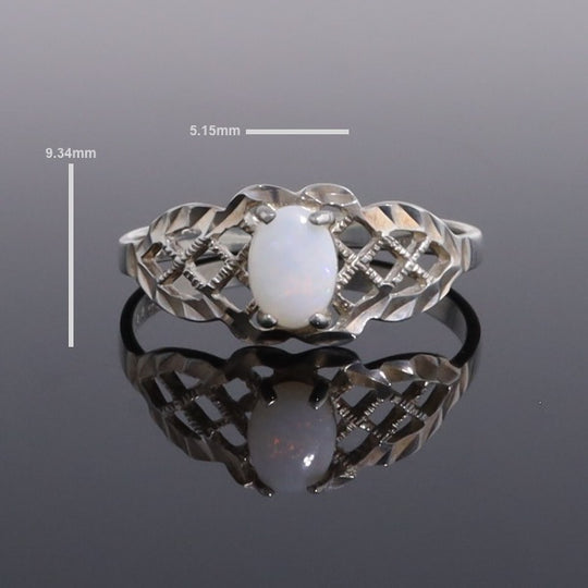 Silver Filigree Opal Ring