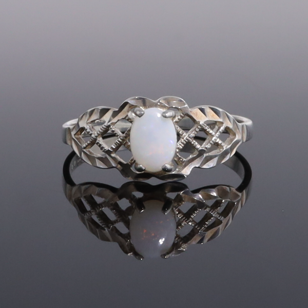 Silver Filigree Opal Ring