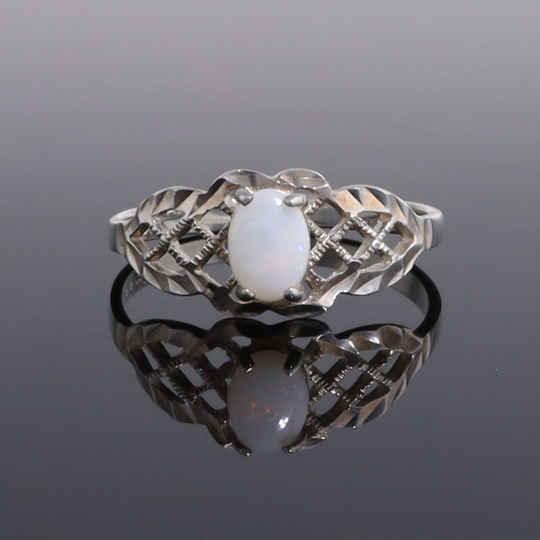Silver Filigree Opal Ring